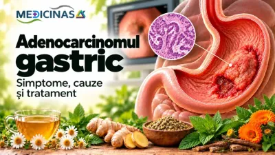 Adenocarcinomul gastric – ilustrație medicală a unei tumori maligne dezvoltate în mucoasa stomacului