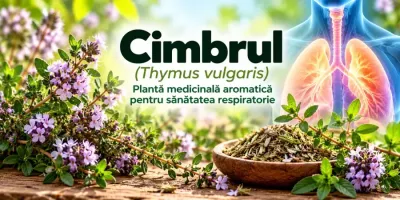 Cimbrul (Thymus vulgaris) – plantă medicinală aromatică utilizată tradițional pentru tuse și afecțiuni respiratorii