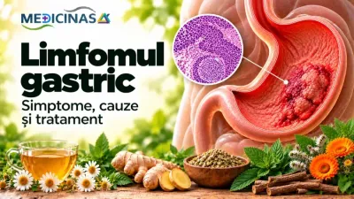 Limfomul gastric – ilustrație medicală a afectării țesutului limfatic din mucoasa stomacului