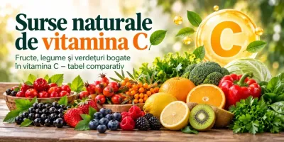 Surse naturale de vitamina C – acerola, măceșe, cătină, aronia, afine, fructe, legume și verdețuri