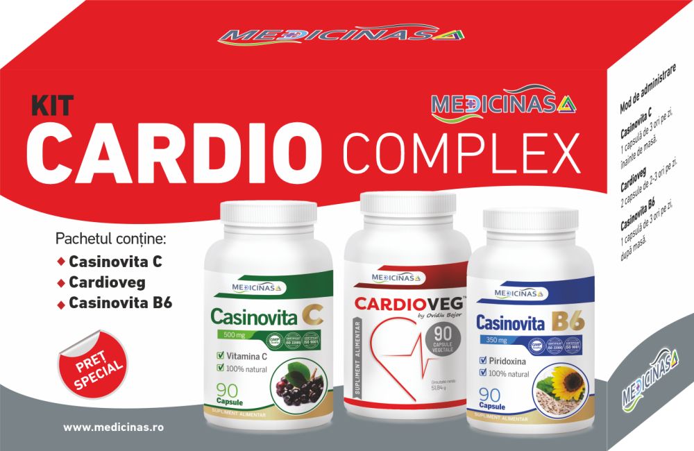 KIT CARDIO COMPLEX - pentru susținerea funcțiilor cardiovasculare, GRATUIT la prima comandă cartea ”Ce mănânci ca să îți salvezi inima”
